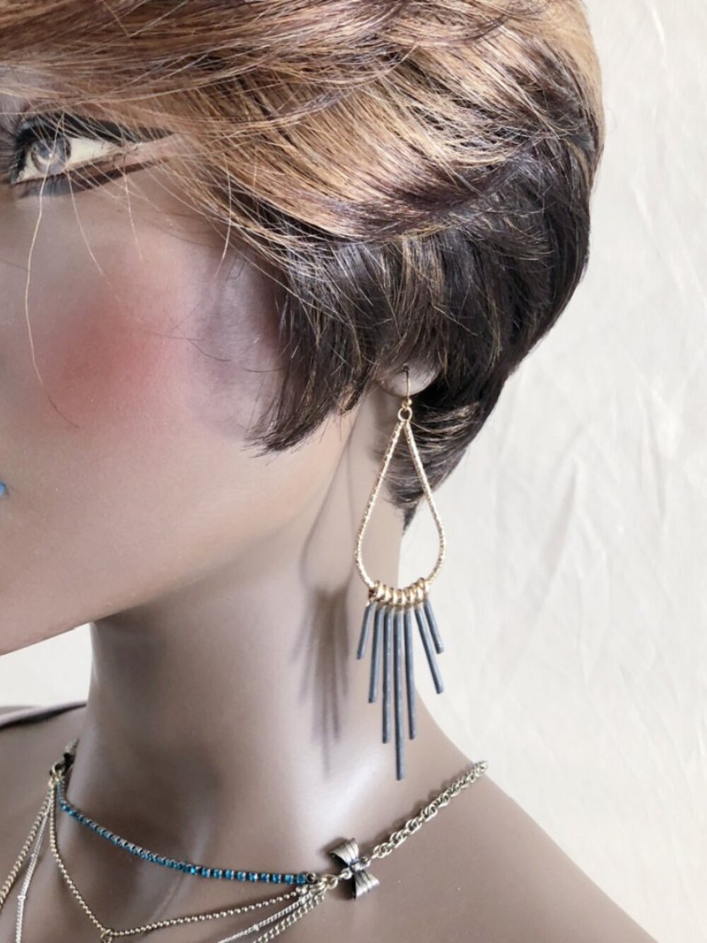 Gold Teardrop Fringe Dangle Earrings